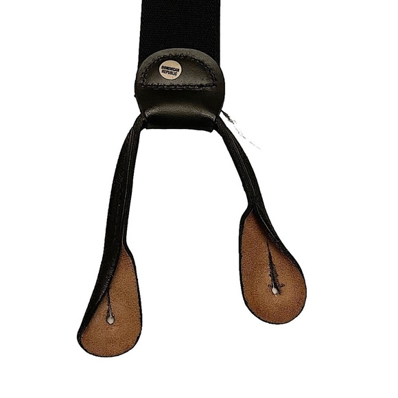UNBRANDED Made In England Line and Dot Textile and Leather Button On Suspenders - Picture 8 of 9